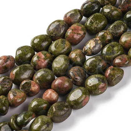 Natural Unakite Beads Strands G-G146-A14-01-1