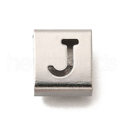 Letter Style 304 Stainless Steel Square Slide Charms STAS-L132-11J-1