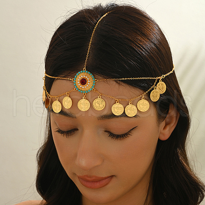 Elegant Middle Eastern Style Ramadan Zinc Alloy & Brass Coin Tassel Charm Head Women's Jewelry Chains FX1267-1