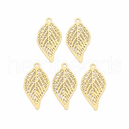 Rack Plating 201 Stainless Steel Filigree Pendants STAS-T057-34G-1