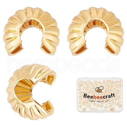 Beebeecraft 160Pcs Brass Crimp Bead Cover FIND-BBC0003-65A-G-1