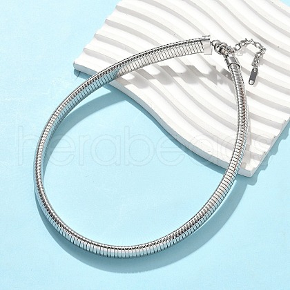 12MM 304 Stainless Steel Flat Snake Chain Necklaces for Women NJEW-U049-01P-1