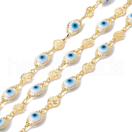 Handmade Eco-friendly Brass Horse Eye & Windmill Link Chain CHC-E025-13G-1