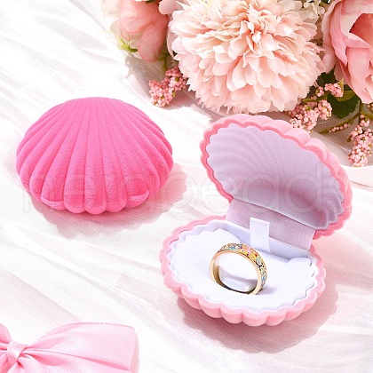 1Pc Shell Shaped Velvet Jewelry Storage Boxes VBOX-YW0001-05A-1