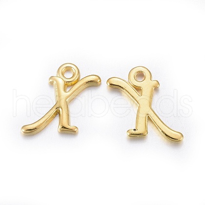 Golden Plated Alloy Letter Pendants X-PALLOY-J718-01G-X-1