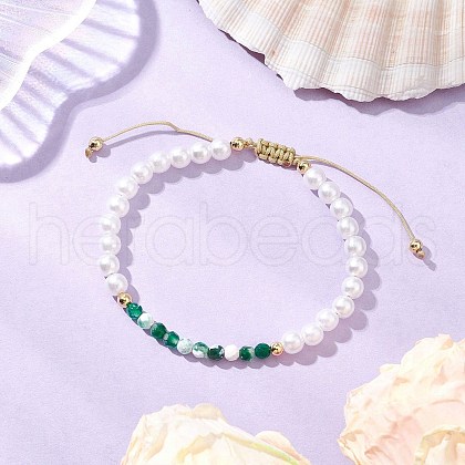 Natural Agate Adjustable Braided Beaded Bracelets BJEW-JB11669-02-1