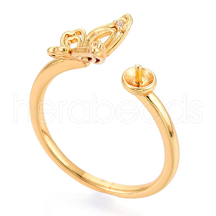 Butterfly Brass Micro Pave Cubic Zirconia Cup Peg Ring Settings KK-N274-11G-1