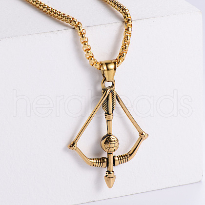 Stainless Steel Vintage Bow and Arrow Pendant Necklaces QY4910-2-1