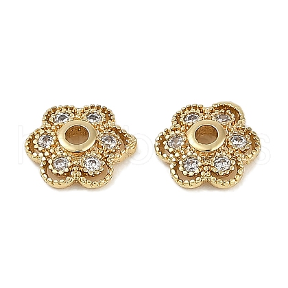 Brass Micro Pave Clear Cubic Zirconia Bead Caps KK-I719-13B-G-1