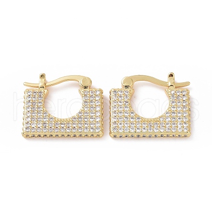 Cubic Zirconia Rectangle Hoop Earrings EJEW-C008-12G-01-1