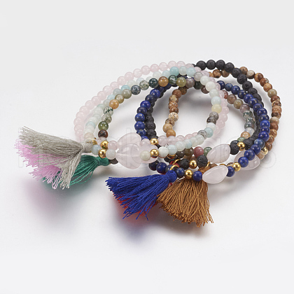 Cotton Thread Tassel Charm Bracelets BJEW-JB03544-1