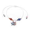 Independence Day Natural Carnelian & White Jade & Dyed Yellow Jade Gemstone Round Beads Braided Bracelets BJEW-MZ00178-01-2
