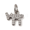 Brass Micro Pave Cubic Zirconia Chai Charms KK-P308-62P-1