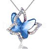 Butterfly Brass Pave Glass Birth Stone Pendant Necklaces FS-WG3BB0A-02-2