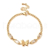 Cubic Zirconia Rectangle & Butterfly Link Bracelet BJEW-D025-04G-02-1