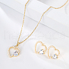 Clear Cubic Zirconia Heart Jewelry Set with Plastic Imitation Pearl ZC3739-1-3