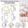 SUNNYCLUE 80Pcs 4 Style 304 Stainless Steel Leverback Earring Findings STAS-SC0005-85-2