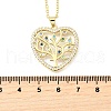 Brass Micro Pave Colorful Cubic Zirconia Tree of Life Heart Pendant Necklaces for Women NJEW-D311-01B-G-5