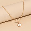 Alloy White Enamel Disc with Initial Pendant Necklaces for Women WG552C5-05-1