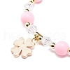 Pink Acrylic & Synthetic Hematite Beaded Stretch Bracelet with Alloy Enamel Charms for Women BJEW-JB08726-6