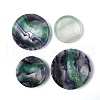 Natural Fluorite Carved Flat Round Figurines Statues for Home Desktop Decoration DJEW-A016-04-1