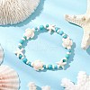 2Pcs Starfish & Turtle Synthetic Turquoise Beads Stretch Bracelets for Women BJEW-JB11921-4