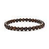 6mm Natural Australian Boulder Opal Round Beads Stretch Bracelet for Men Women BJEW-JB07070-1