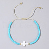 Glass Seed Beads & Brass Braided Beaded Bracelets TV0952-4-1