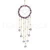 Wire Wrapped Natural Amethyst Chips Ring Hanging Ornaments HJEW-JM02371-06-1