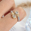 Flat Round Brass Micro Pave Clear Cubic Zirconia Finger Rings for Women FS-WGBC030-04-3