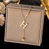 304 Stainless Steel Cube Initial Pendant Necklaces FS-WG9AF3A-25-1