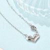 925 Sterling Silver Pave Clear Cubic Zirconia Heart Pendant Necklaces for Women NJEW-D315-04P-3