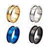 4Pcs 4 Colors Stainless Steel Grooved Finger Ring Settings STAS-TA0002-14A-1