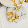 Triple Sun Alloy Pave Clear Cubic Zirconia Blue Enamel Pendant Necklaces for Women FS-WG50851-02-1