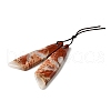 Natural Red Rainbow Jasper Pendants G-L617-H06-12x45mm-2