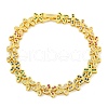 Rack Plating Brass Pave Cubic Zirconia Butterfly Link Bracelets for Women BJEW-B110-05G-2