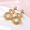 304 Stainless Steel Natural White Shell Stud Earrings EJEW-Z103-03G-02-3