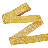 7.5 Yards Polyester Jacquard Flower Ribbon OCOR-WH0088-84C-1