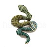 Snake Alloy Rhinestone Brooches for Backpack Clothes JEWB-M069-01AG-01-2
