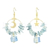 3 Pairs 3 Styles Natural Mixed Stone & Brass Dangle Earrings EJEW-TA00551-4