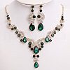 Teardrop & Moon Alloy Rhinestone Pendant Necklace & Stud Dangle Earring FS-WG0A8BD-01-1