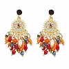 Bohemia Style Alloy Acrylic Tassel Dangle Stud Earrings for Women EJEW-G435-01G-2