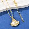 Brass with Cubic Zirconia and Plastic Beads Pendant Necklaces NJEW-Q041-03G-4