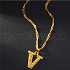 Brass Initial Pendant Necklaces FS-WG68BA5-22-1