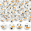   80Pcs 4 Styles Snowman Theme Printed Wood European Beads WOOD-PH0003-04A-1