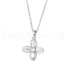 Flower Brass Pave Clear Cubic Zirconia Pendant Necklaces NJEW-JN05287-2