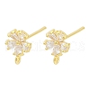 Brass Micro Pave Clear Cubic Zirconia Stud Earring Findings KK-Z099-02G-01-1