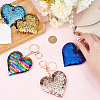 WADORN 6Pcs 6 Colors Valentine's Day Sequin Heart Pendant Keychain KEYC-WR0001-50-3