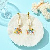 Natural Shell & Glass Seeds Dangle Stud Earrings EJEW-JE05408-3