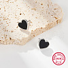 Sweet S925 Sterling Silver Black Agate Heart Stud Earrings AK6007-1